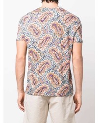 mehrfarbiges T-Shirt mit einem Rundhalsausschnitt mit Paisley-Muster von Etro