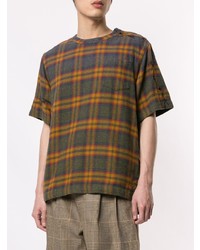 mehrfarbiges T-Shirt mit einem Rundhalsausschnitt mit Schottenmuster von Sacai