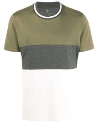 mehrfarbiges T-Shirt mit einem Rundhalsausschnitt von Brunello Cucinelli