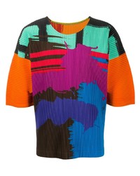mehrfarbiges T-Shirt mit einem Rundhalsausschnitt von Homme Plissé Issey Miyake