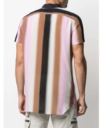 mehrfarbiges vertikal gestreiftes Kurzarmhemd von Rick Owens