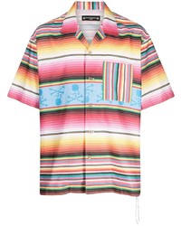 mehrfarbiges vertikal gestreiftes Kurzarmhemd von Mastermind World