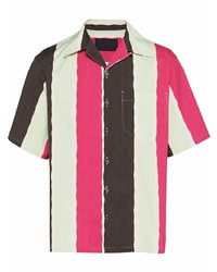 mehrfarbiges vertikal gestreiftes Kurzarmhemd von Prada
