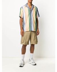 mehrfarbiges vertikal gestreiftes Kurzarmhemd von Gitman Vintage