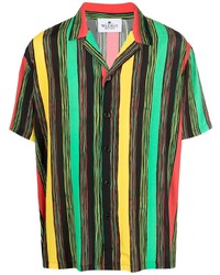mehrfarbiges vertikal gestreiftes Kurzarmhemd von Waxman Brothers