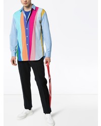 mehrfarbiges vertikal gestreiftes Langarmhemd von Comme Des Garcons SHIRT