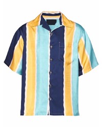 mehrfarbiges vertikal gestreiftes Seide Kurzarmhemd von Prada