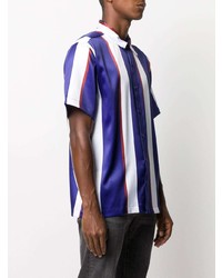 mehrfarbiges vertikal gestreiftes Seide Kurzarmhemd von Noon Goons