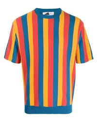 mehrfarbiges vertikal gestreiftes T-Shirt mit einem Rundhalsausschnitt von Anglozine