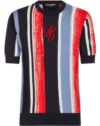 mehrfarbiges vertikal gestreiftes T-Shirt mit einem Rundhalsausschnitt von Dolce & Gabbana