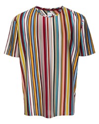 mehrfarbiges vertikal gestreiftes T-Shirt mit einem Rundhalsausschnitt von Paul Smith