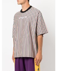 mehrfarbiges vertikal gestreiftes T-Shirt mit einem Rundhalsausschnitt von Mastermind Japan