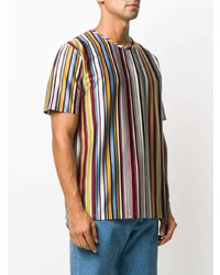 mehrfarbiges vertikal gestreiftes T-Shirt mit einem Rundhalsausschnitt von Paul Smith