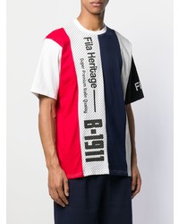 mehrfarbiges vertikal gestreiftes T-Shirt mit einem Rundhalsausschnitt von Fila