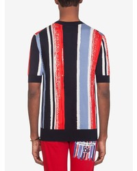 mehrfarbiges vertikal gestreiftes T-Shirt mit einem Rundhalsausschnitt von Dolce & Gabbana