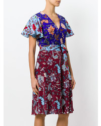 mehrfarbiges Wickelkleid mit Blumenmuster von Dvf Diane Von Furstenberg