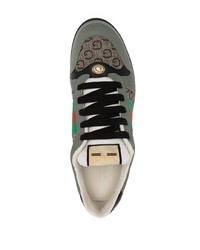 mintgrüne bedruckte Leder niedrige Sneakers von Gucci