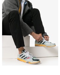 mintgrüne bedruckte Leder niedrige Sneakers von Adidas By Raf Simons