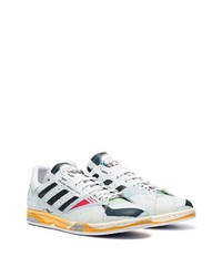 mintgrüne bedruckte Leder niedrige Sneakers von Adidas By Raf Simons