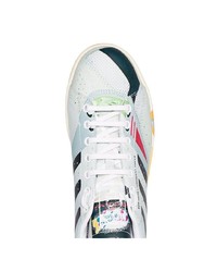 mintgrüne bedruckte Leder niedrige Sneakers von Adidas By Raf Simons