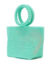 mintgrüne bedruckte Shopper Tasche aus Leder von Delduca