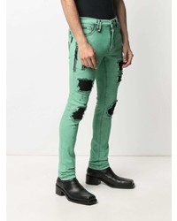 mintgrüne enge Jeans mit Destroyed-Effekten von Philipp Plein