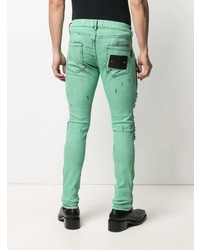 mintgrüne enge Jeans mit Destroyed-Effekten von Philipp Plein