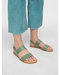 mintgrüne flache Sandalen aus Leder von Bianco