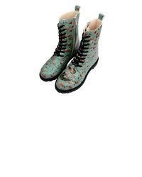 mintgrüne flache Stiefel mit einer Schnürung von DOGO