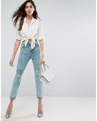 mintgrüne Jeans mit Acid-Waschung von Asos