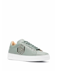 mintgrüne Leder niedrige Sneakers von Philipp Plein