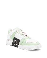 mintgrüne Leder niedrige Sneakers von Philipp Plein