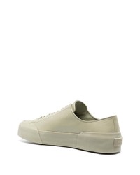 mintgrüne Leder niedrige Sneakers von Jil Sander