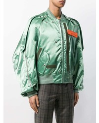 mintgrüne Satin Bomberjacke von Walter Van Beirendonck