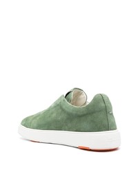 mintgrüne Slip-On Sneakers aus Wildleder von Santoni