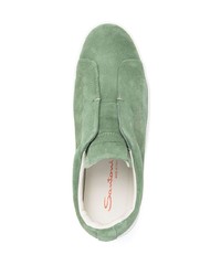 mintgrüne Slip-On Sneakers aus Wildleder von Santoni