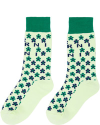 mintgrüne Socken mit Blumenmuster von Marni