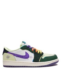 mintgrüne Wildleder niedrige Sneakers mit Blumenmuster