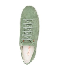mintgrüne Wildleder niedrige Sneakers von Santoni