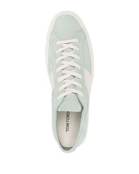 mintgrüne Wildleder niedrige Sneakers von Tom Ford