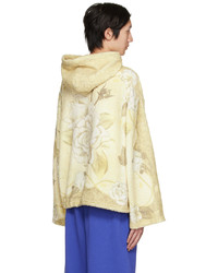 mintgrüner bedruckter Fleece-Pullover mit einem Kapuze von Acne Studios