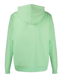 mintgrüner bedruckter Fleece-Pullover mit einem Kapuze von Moschino