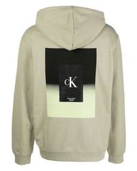 mintgrüner bedruckter Pullover mit einem Kapuze von Calvin Klein Jeans