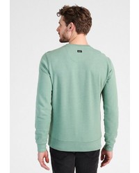 mintgrüner bedruckter Pullover mit einem Rundhalsausschnitt von Petrol Industries