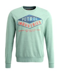 mintgrüner bedruckter Pullover mit einem Rundhalsausschnitt von Petrol Industries