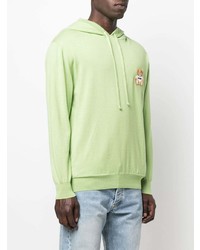 mintgrüner bestickter Pullover mit einem Kapuze von Moschino