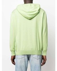 mintgrüner bestickter Pullover mit einem Kapuze von Moschino