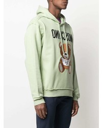 mintgrüner bestickter Pullover mit einem Kapuze von Moschino