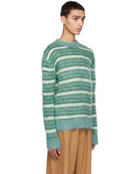 mintgrüner horizontal gestreifter Pullover mit einem Rundhalsausschnitt von Marni