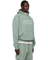 mintgrüner Pullover mit einem Kapuze von Essentials